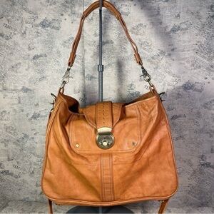 Sabina New York Tan Leather Shoulder and Crossbody Large Bag